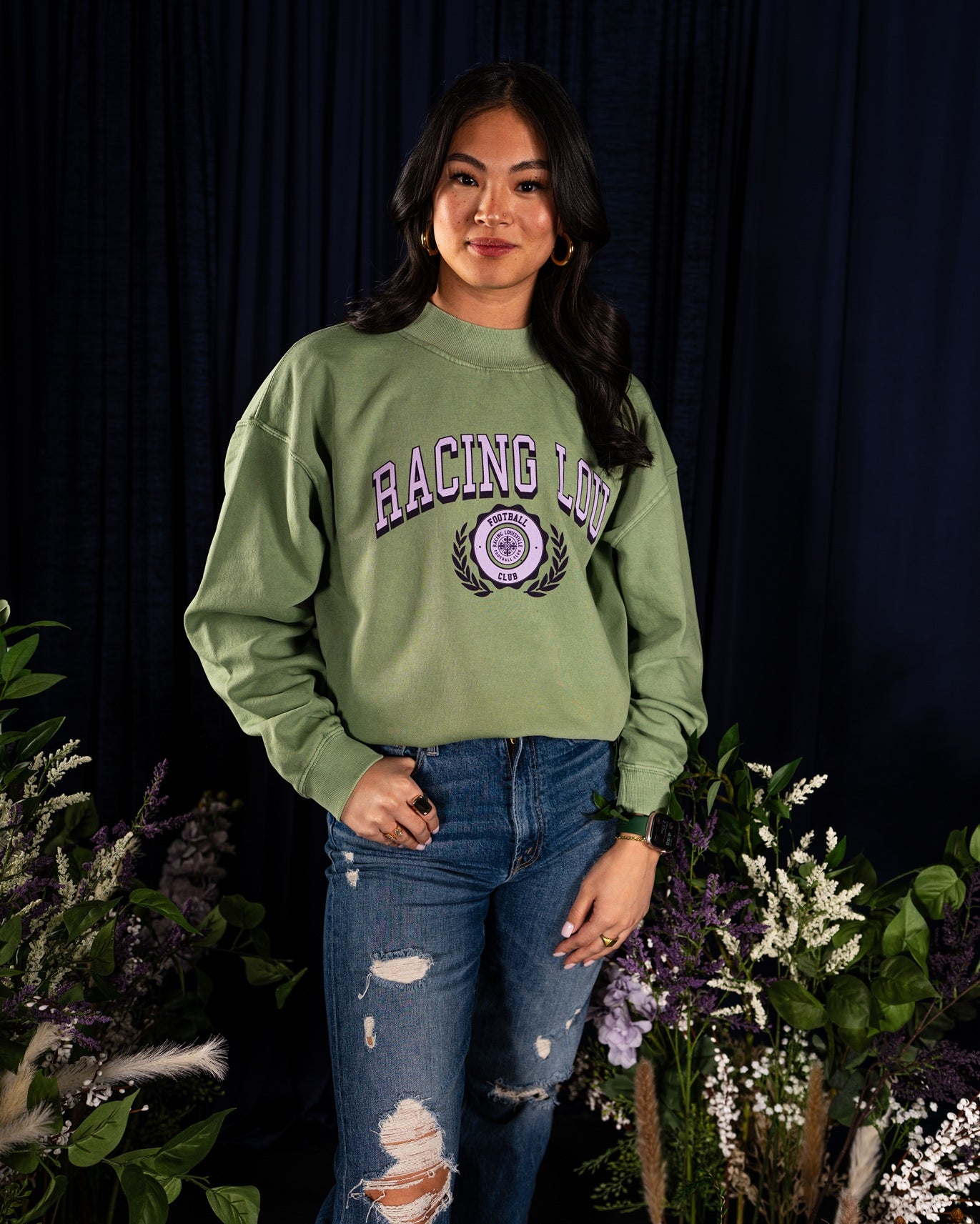 Racing Women's Salt Wash Mockneck Sweatshirt