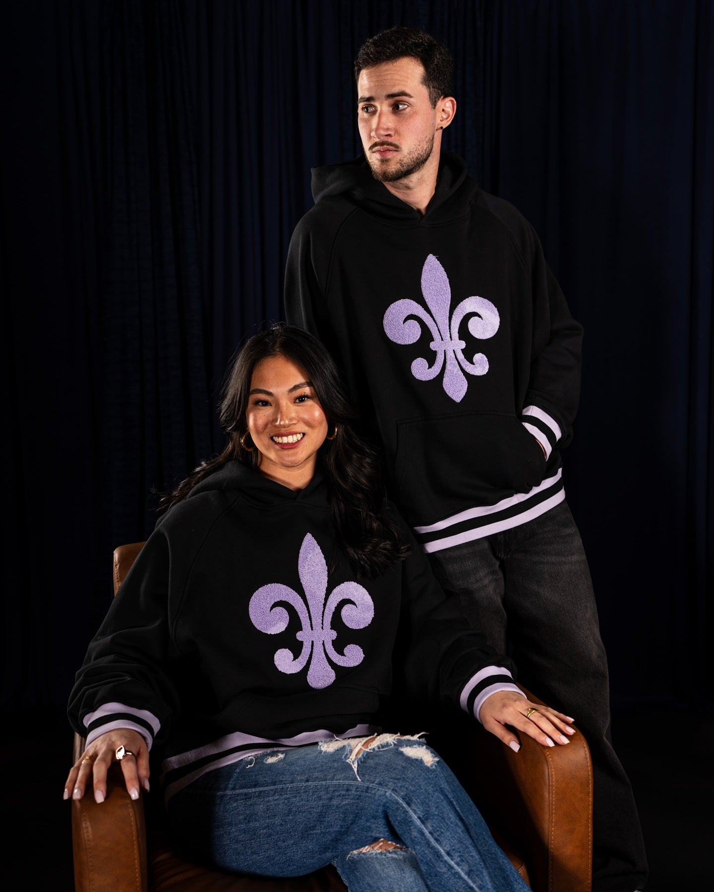 Racing Terry Fleur De Lis Oversized Hooded Sweatshirt