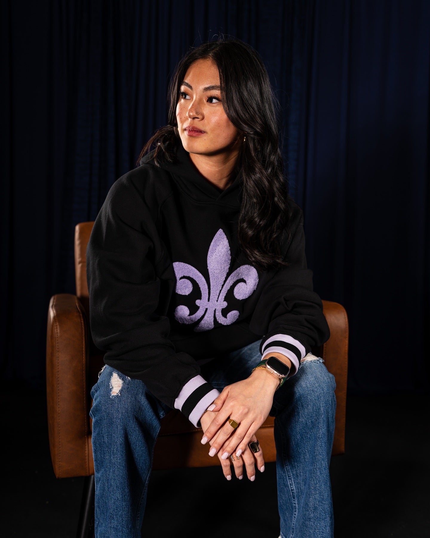 Racing Terry Fleur De Lis Oversized Hooded Sweatshirt