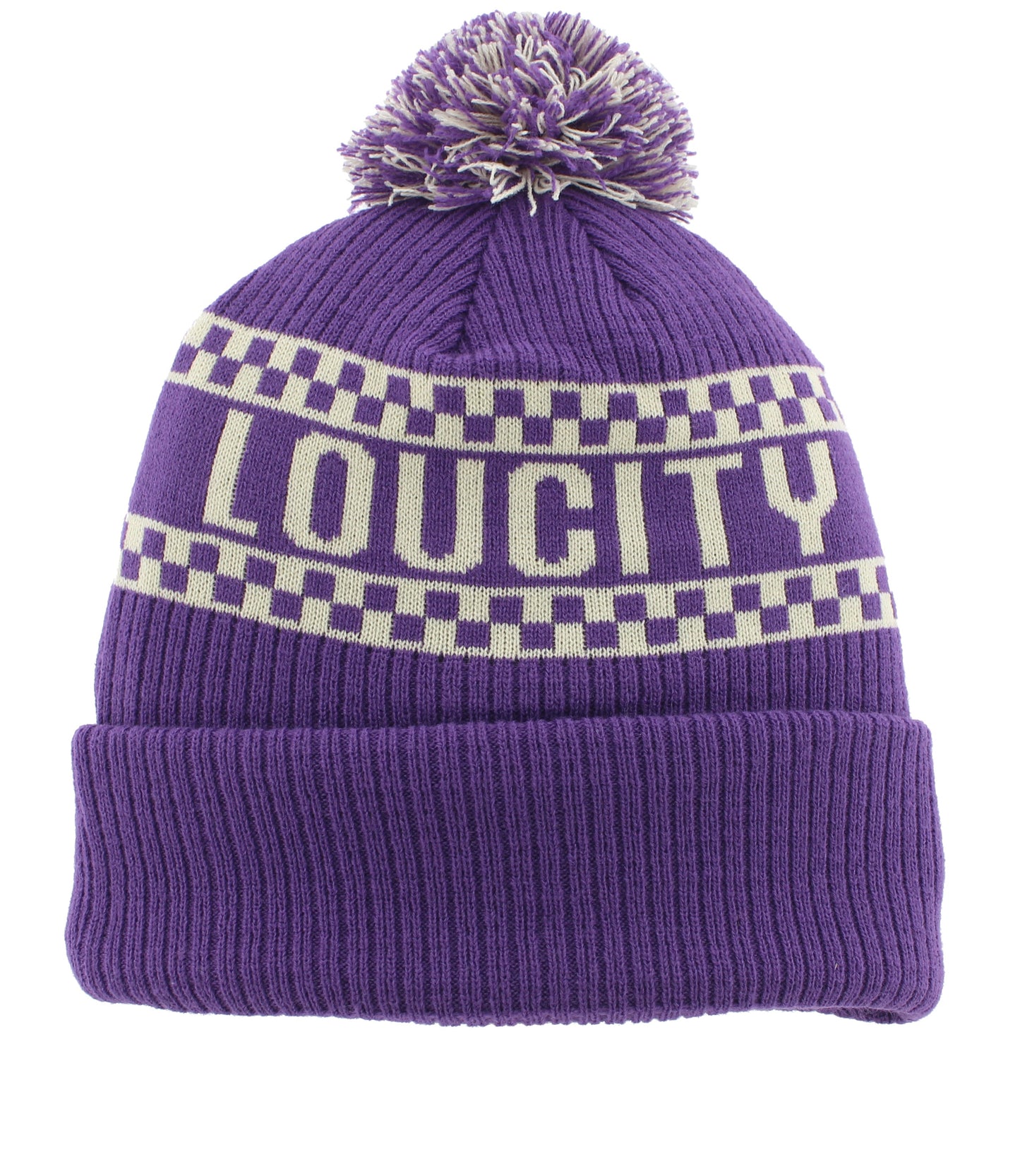 LouCity Checkerboard Punch Pom Beanie