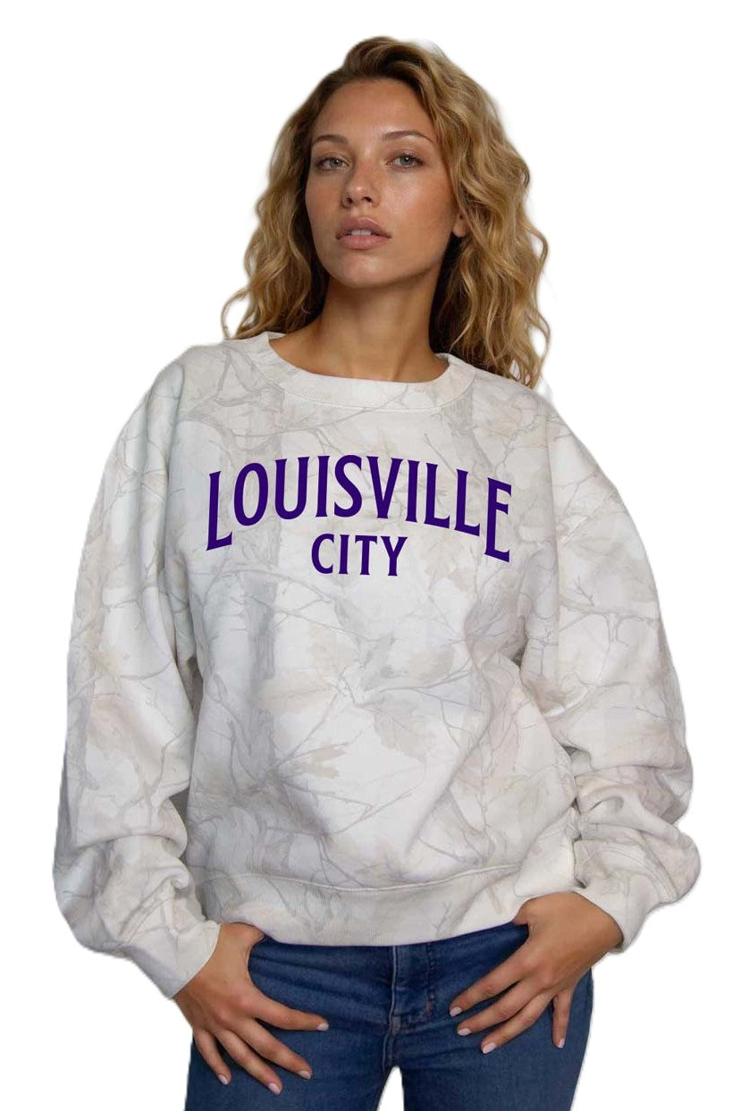 LouCity Women's Faded Camo Crewneck Sweatshirt