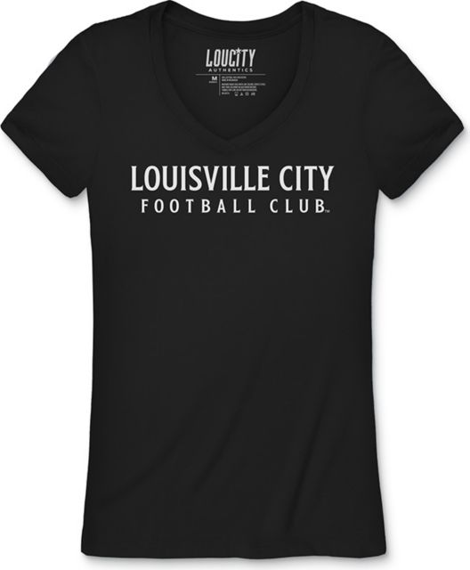 Louisville City Straight Wordmark Women's Sueded V-Neck Short Sleeve T-Shirt