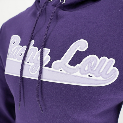 Racing Script Applique Fleece Purple Hooded Sweatshirt