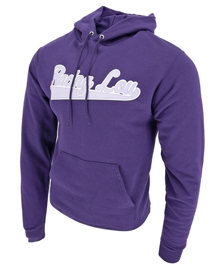 Racing Script Applique Fleece Purple Hooded Sweatshirt