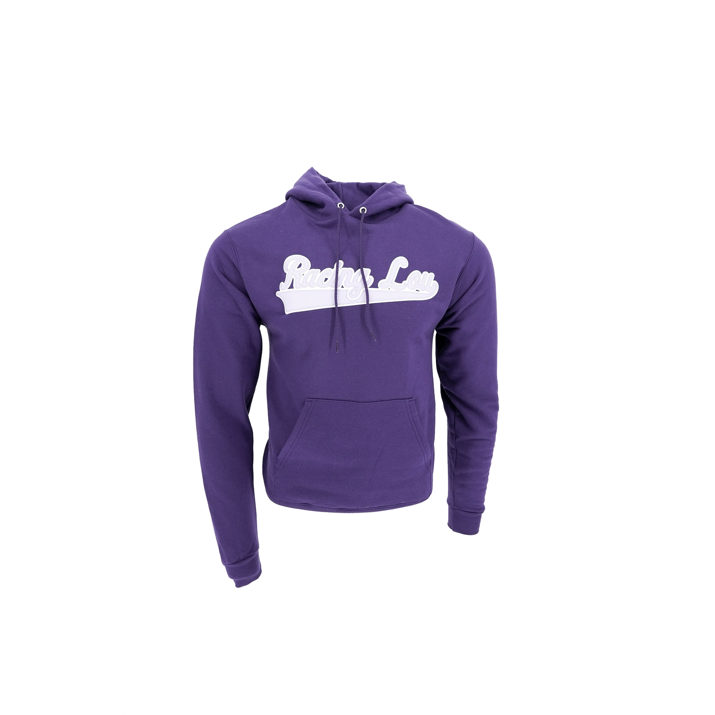 Racing Script Applique Fleece Purple Hooded Sweatshirt