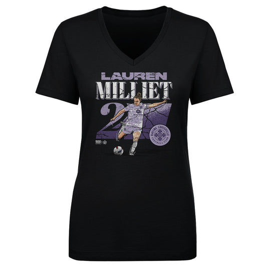 Racing Women's Lauren Milliet Cracked Number V-neck T-shirt (See Description)