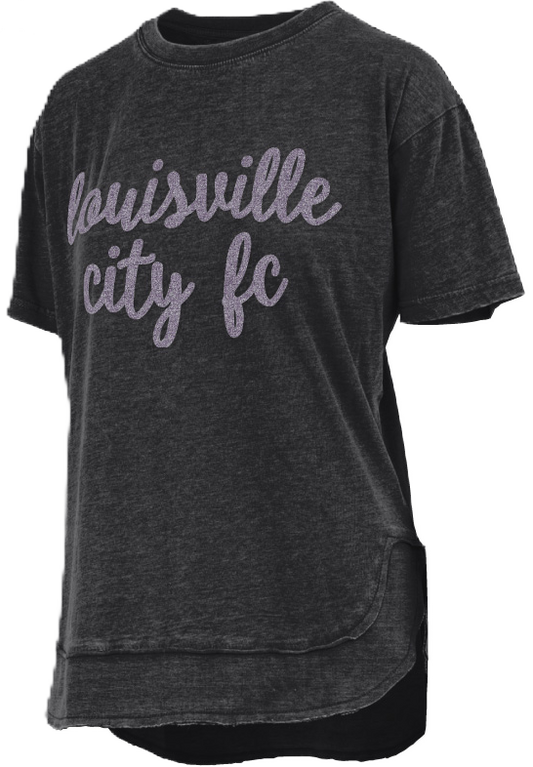 LouCity Women's Chenille Glitter Script Chelsea T-Shirt